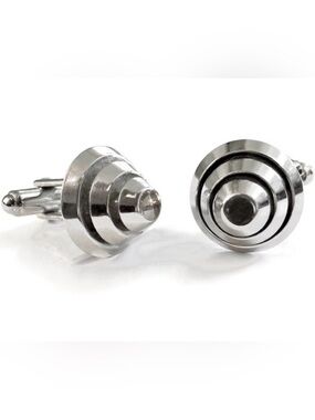 Hickok Atomic Cufflinks Silver Tone Mid Century Modern Retro Mens